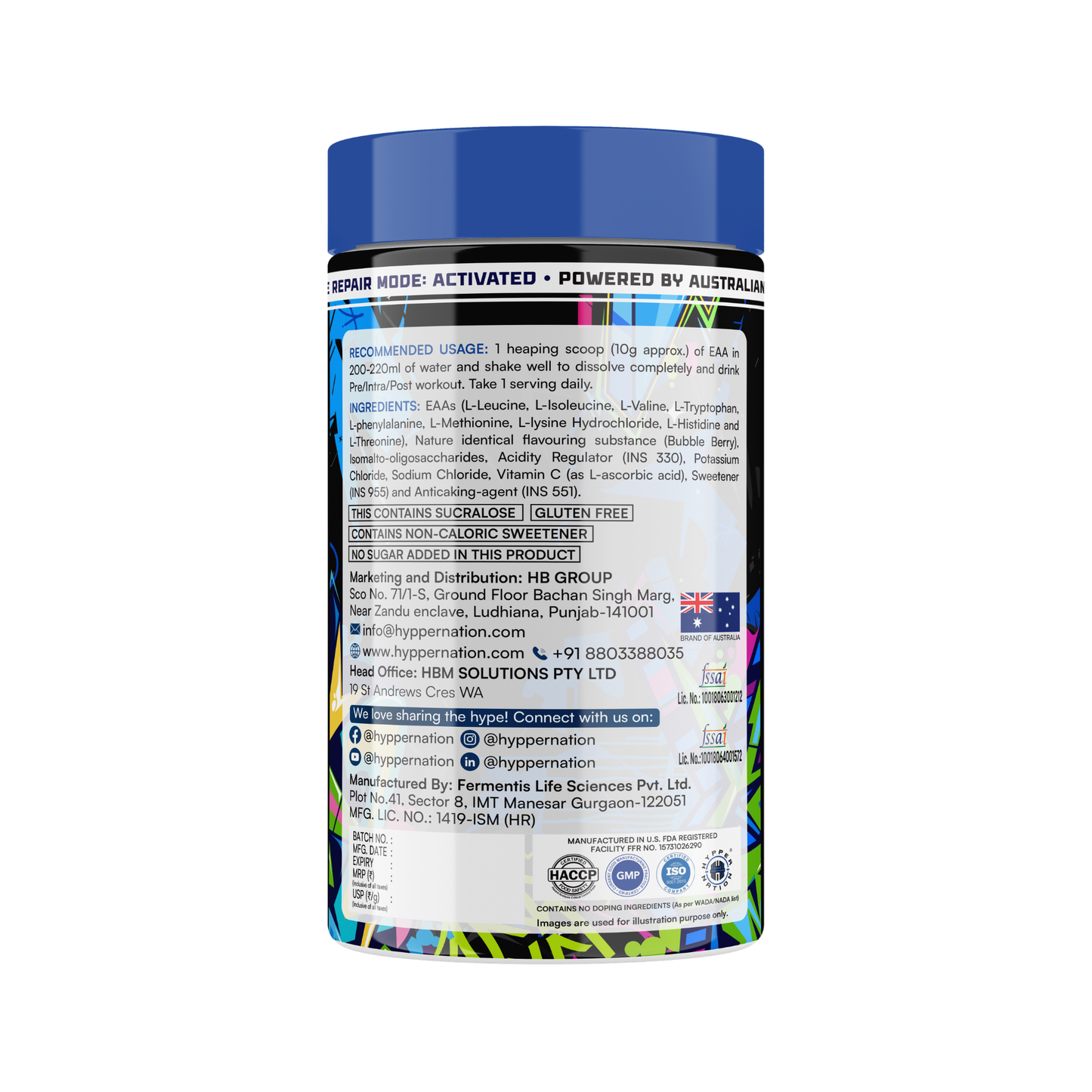 EAA+BCAA RECOVERY FLAVOUR:- BUBBLE BERRY RUSH