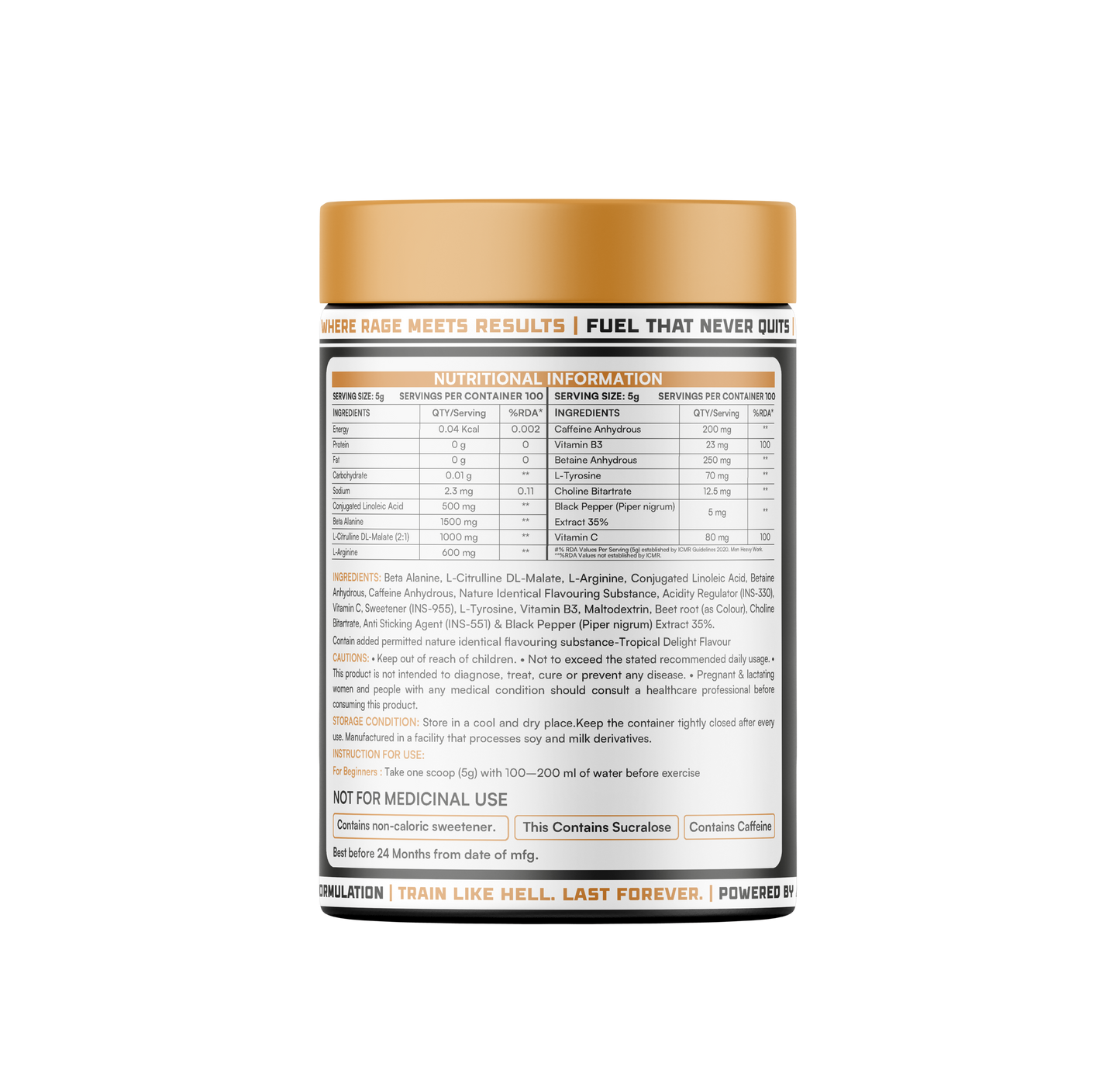 EVERLAST PRE-WORKOUT – 500G (100 SERVINGS) TROPICAL DELIGHT