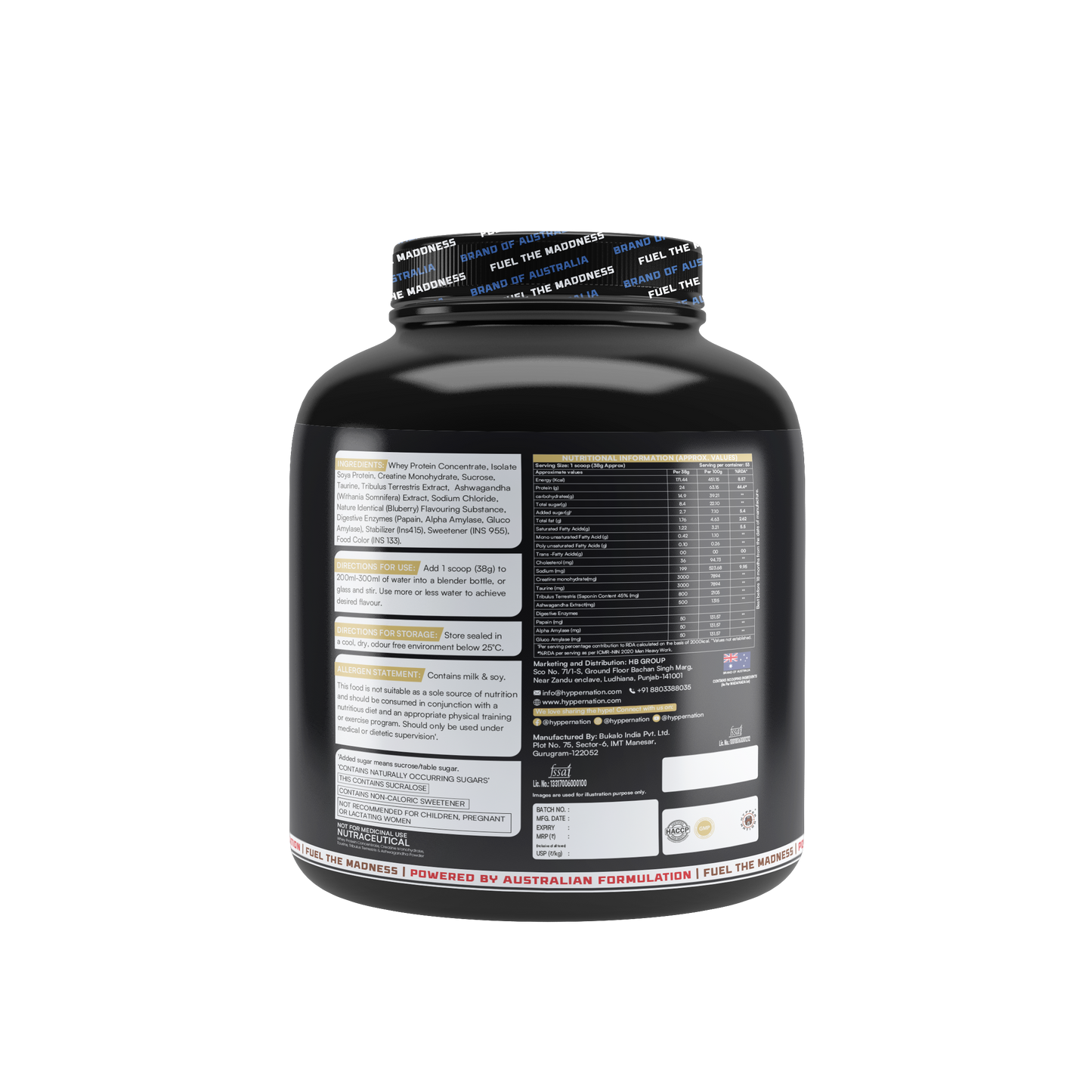 MAD MUSSLLE ADVANCED WHEY – 2KG (53 SERVINGS) 24G PROTEIN, 3G CREATINE 200MG, ASHWAGANDHA, 800mg TRIBULUS (VANILLA)
