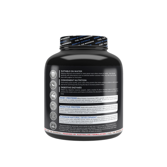 MAD MUSSLLE ADVANCED WHEY – 2KG (53 SERVINGS) 24G PROTEIN, 3G CREATINEM 200MG, ASHWAGANDHA, 800mg TRIBULUS (BLUEBERRY))