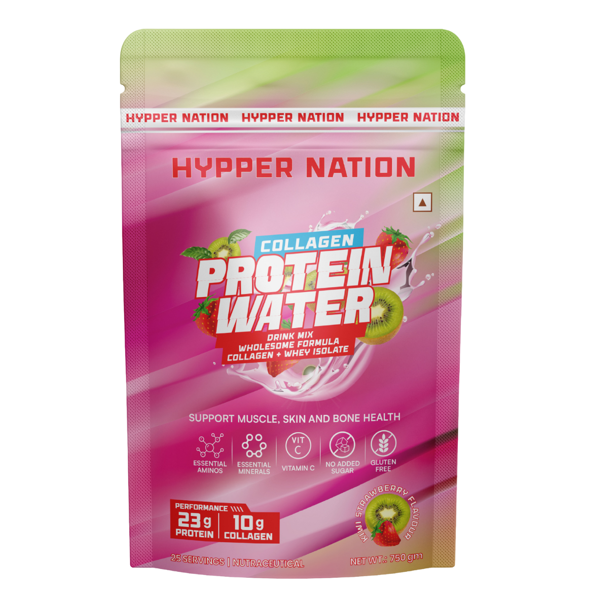 Hyppernation Protein Water + Collagen | Isolate Whey Protein | Hydrolysed Collagen | Supports Bone Health Skin Hair | Blue Splash | 25 Servings | 750 gms