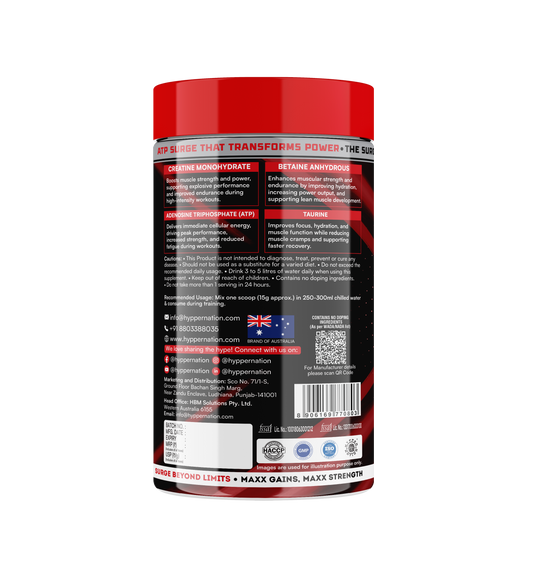 ATP SURGE : BLEND OF CREATINE, BETAINE, TAURINE - 450 GRAM (30 SERVINGS) WATERMELON