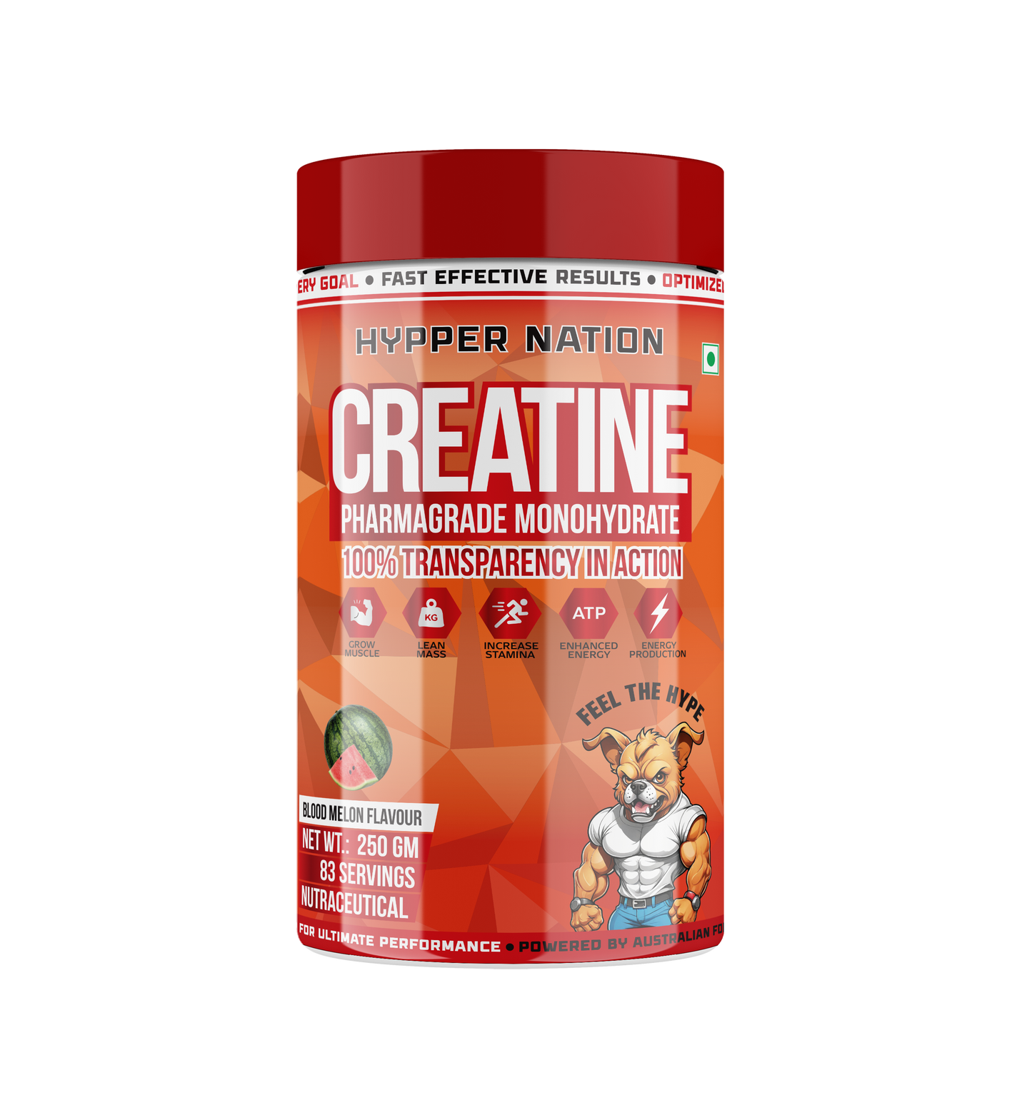 LIMITED EDITION CREATINE PHARMAGRADE MONOHYDRATE - 250 GRAM (67 SERVINGS) WATERMELON