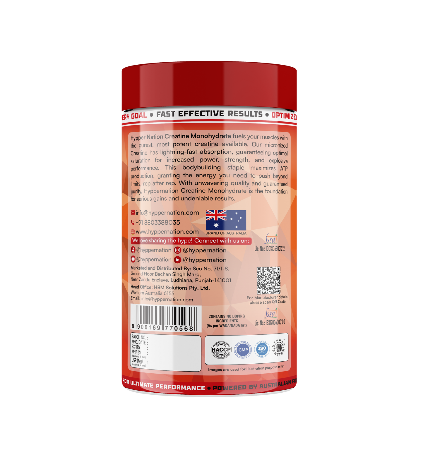 LIMITED EDITION CREATINE PHARMAGRADE MONOHYDRATE - 250 GRAM (67 SERVINGS) WATERMELON