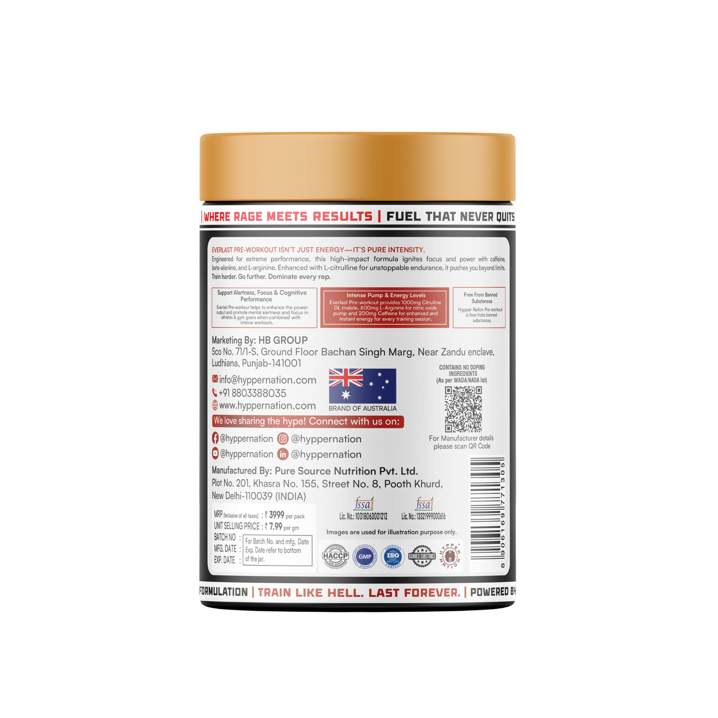 EVERLAST PRE-WORKOUT – 500G (100 SERVINGS) DEVIL MELON