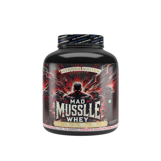 MAD MUSSLLE ADVANCED WHEY – 2KG (53 SERVINGS) 24G PROTEIN, 3G CREATINE 200MG, ASHWAGANDHA, 800mg TRIBULUS (VANILLA)