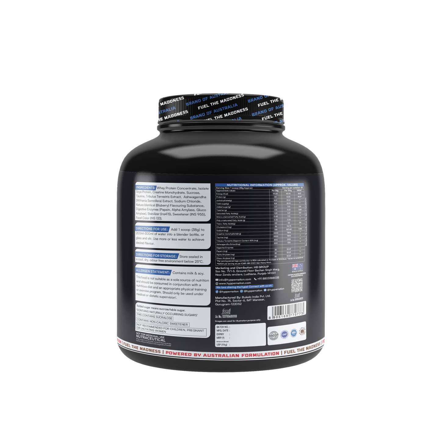 Mad Musslle Advanced Muscle Builder – 2KG (53 Servings) | 24g Protein, 3g Creatine, 500mg Ashwagandha, 800mg Tribulus | Chocolate