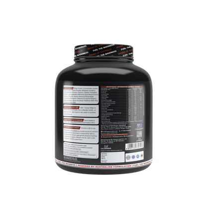 Mad Musslle Advanced Muscle Builder – 2KG (53 Servings) | 24g Protein, 3g Creatine, 500mg Ashwagandha, 800mg Tribulus | Chocolate