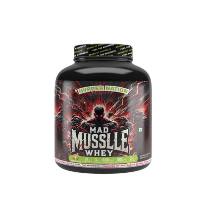 Mad Musslle Advanced Muscle Builder – 2KG (53 Servings) | 24g Protein, 3g Creatine, 500mg Ashwagandha, 800mg Tribulus | Chocolate