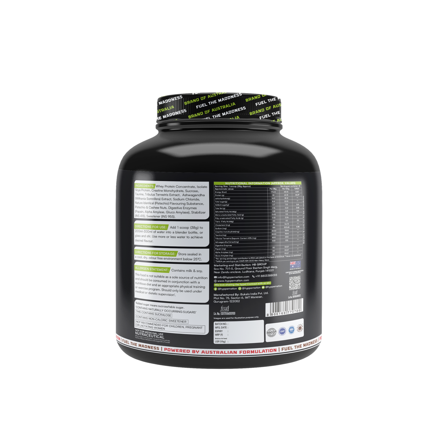 Mad Musslle Advanced Muscle Builder – 2KG (53 Servings) | 24g Protein, 3g Creatine, 500mg Ashwagandha, 800mg Tribulus | Chocolate