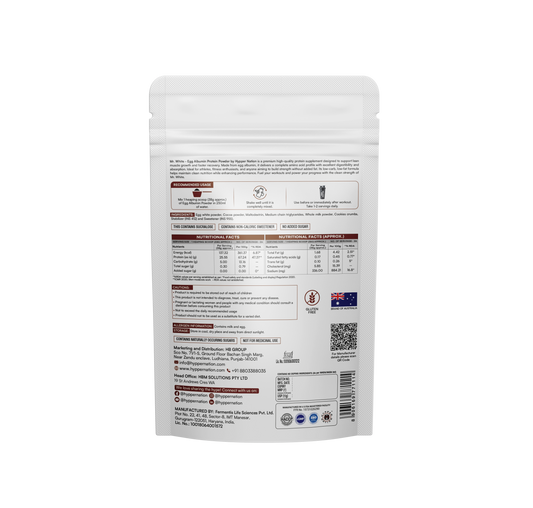 Mr. White Egg Albumin Protein 1kg (26 Servings) – 25g Protein, No Added Sugar, Gluten Free | Chocolate Crunchy
