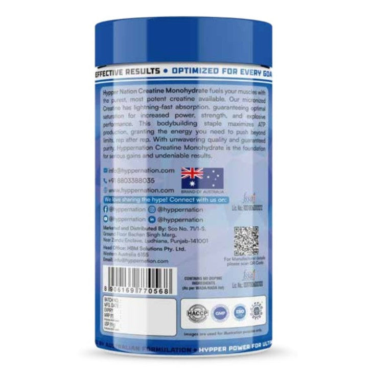 HYPPER NATION Creatine Monohydrate – Blueberry Flavour