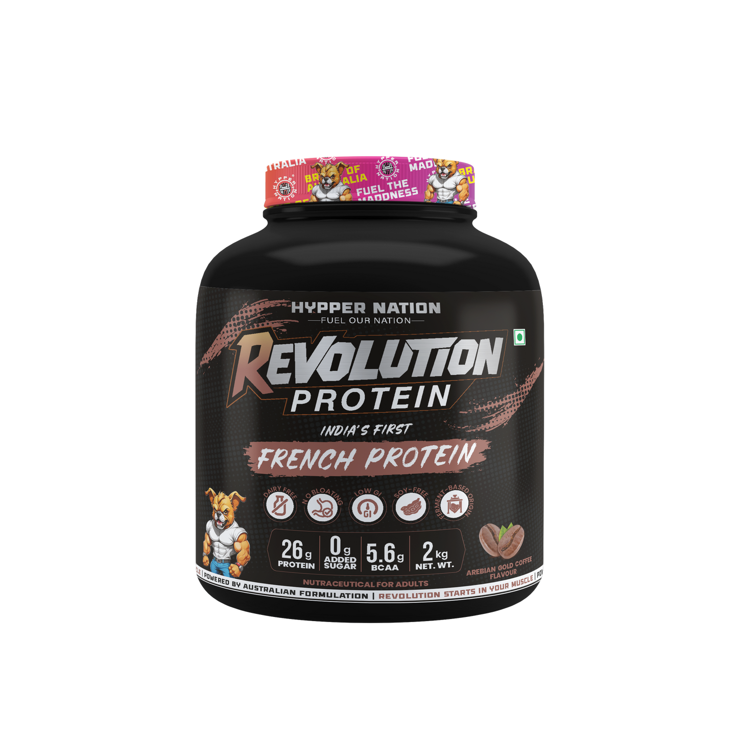 Revolution Protein 2kg (50 Servings) – 26g Protein, 5.6g BCAAs, No Added Sugar | Arabian Gold Coffee
