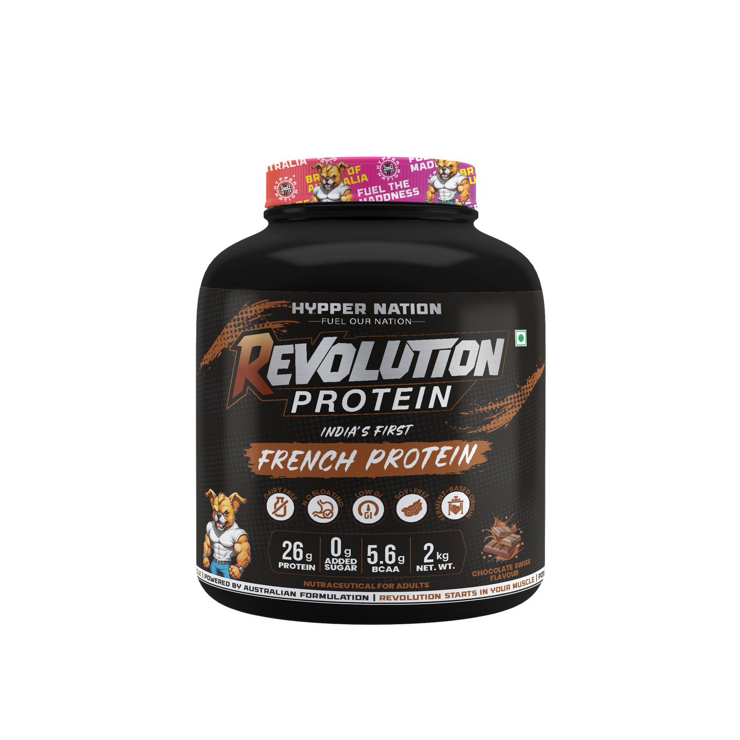 Revolution Protein 2kg (50 Servings) – 26g Protein, 5.6g BCAAs, No Added Sugar | Chocolate Swiss