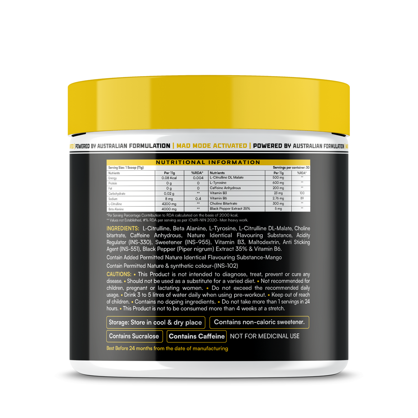 Hypper Nation Mad Max Pre-Workout | Mango Flavour - 330g (30 Servings)