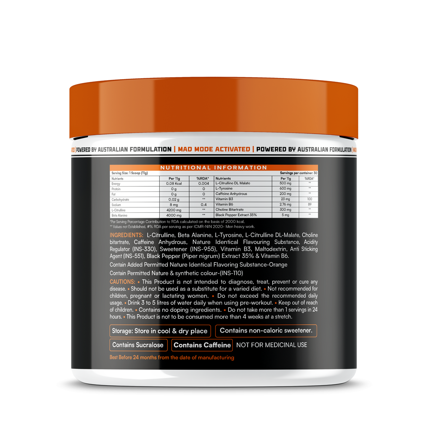 Hypper Nation Mad Max Pre-Workout | Orange Flavour - 330g (30 Servings)