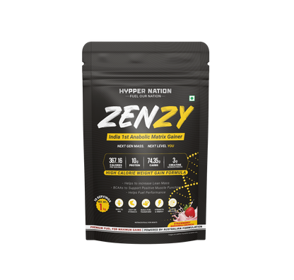 Hypper Nation ZENZY Anabolic Matrix Mass Gainer 3kg – Chocolate Crunch | 10g Protein | 74.35g Carbs | 3g Creatine | High-Calorie Weight Gainer