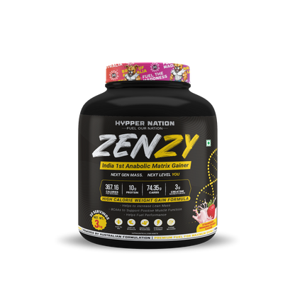 Hypper Nation ZENZY Anabolic Matrix Mass Gainer 3kg – Chocolate Crunch | 10g Protein | 74.35g Carbs | 3g Creatine | High-Calorie Weight Gainer