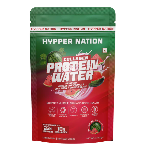 Hyppernation Protein Water + Collagen | Isolate Whey Protein | Hydrolysed Collagen | Supports Bone Health Skin Hair |  Mojito Mint | 30 Servings | 750 gms