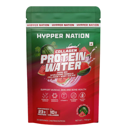 Hyppernation Protein Water + Collagen | Isolate Whey Protein | Hydrolysed Collagen | Supports Bone Health Skin Hair |  Fruit Punch | 25 Servings | 750 gms