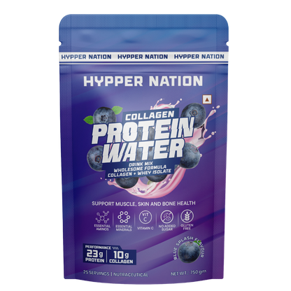 Hyppernation Protein Water + Collagen | Isolate Whey Protein | Hydrolysed Collagen | Supports Bone Health Skin Hair |  Fruit Punch | 25 Servings | 750 gms