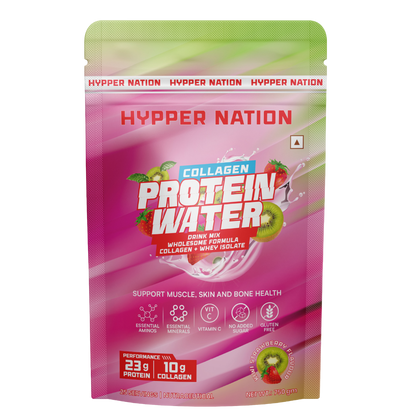 Hyppernation Protein Water + Collagen | Isolate Whey Protein | Hydrolysed Collagen | Supports Bone Health Skin Hair |  Fruit Punch | 25 Servings | 750 gms